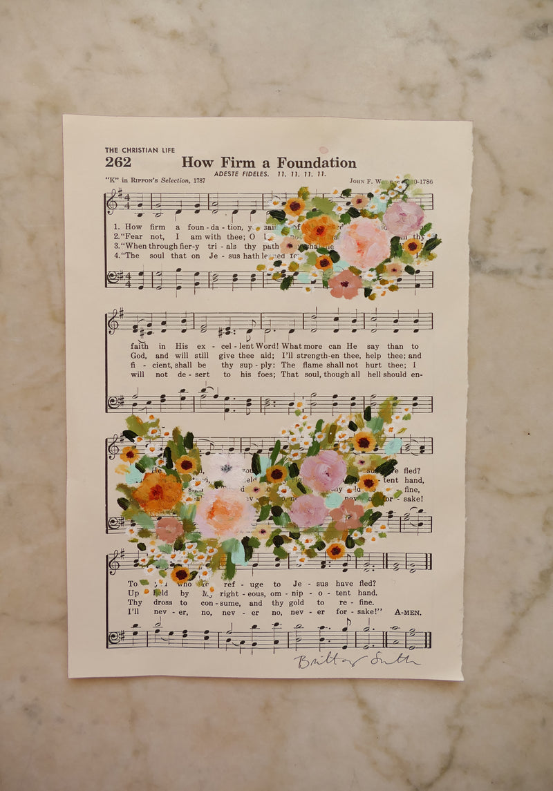 How Firm a Foundation Vintage Hymn Floral