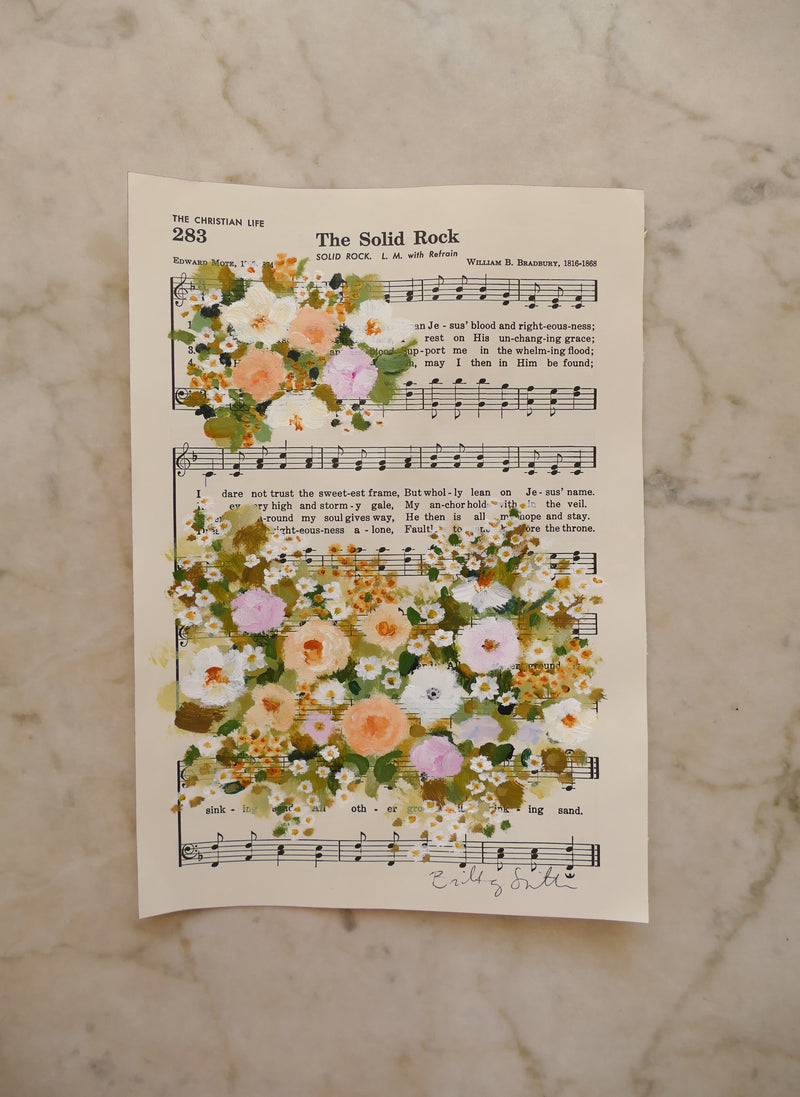 Solid Rock Vintage Hymn Floral